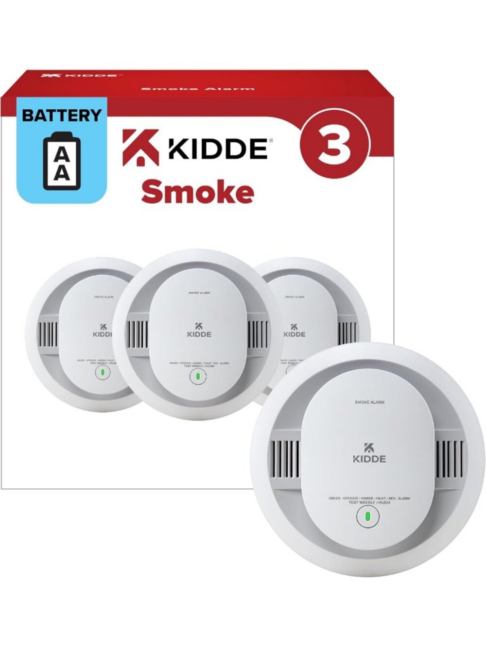 Battery-Powered Smoke Detectors, 3-Pack, Kid Safe, Easy Install, Reliable Alert